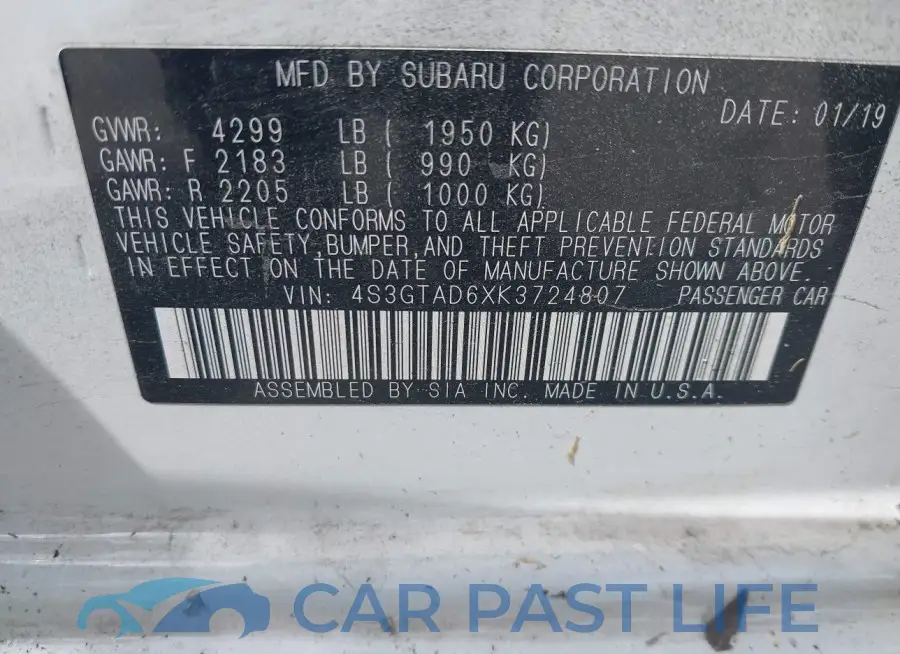 4S3GTAD6XK3724807# 9