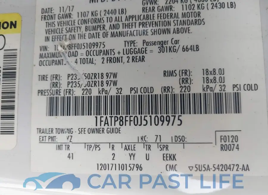 1FATP8FF0J5109975# 9