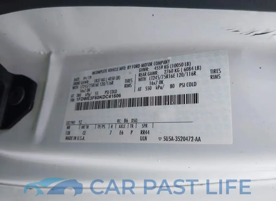 1FDWE3F60KDC41606# 8