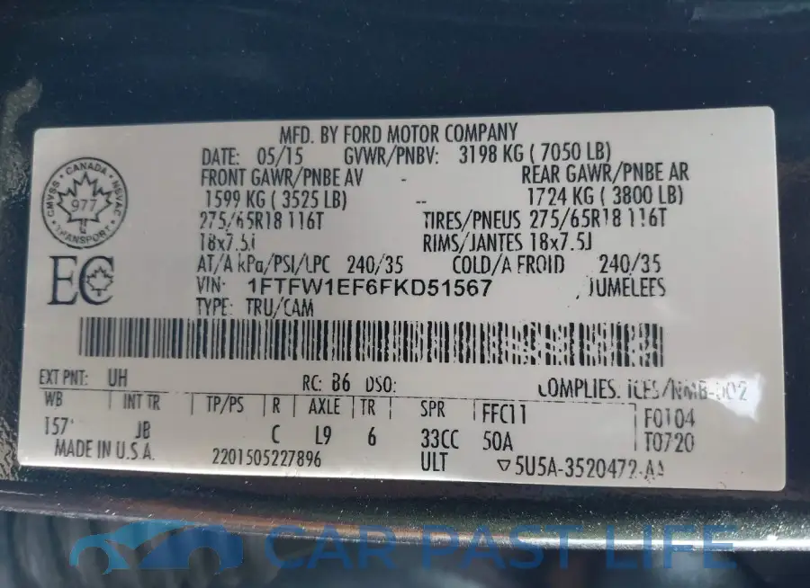 1FTFW1EF6FKD51567# 9