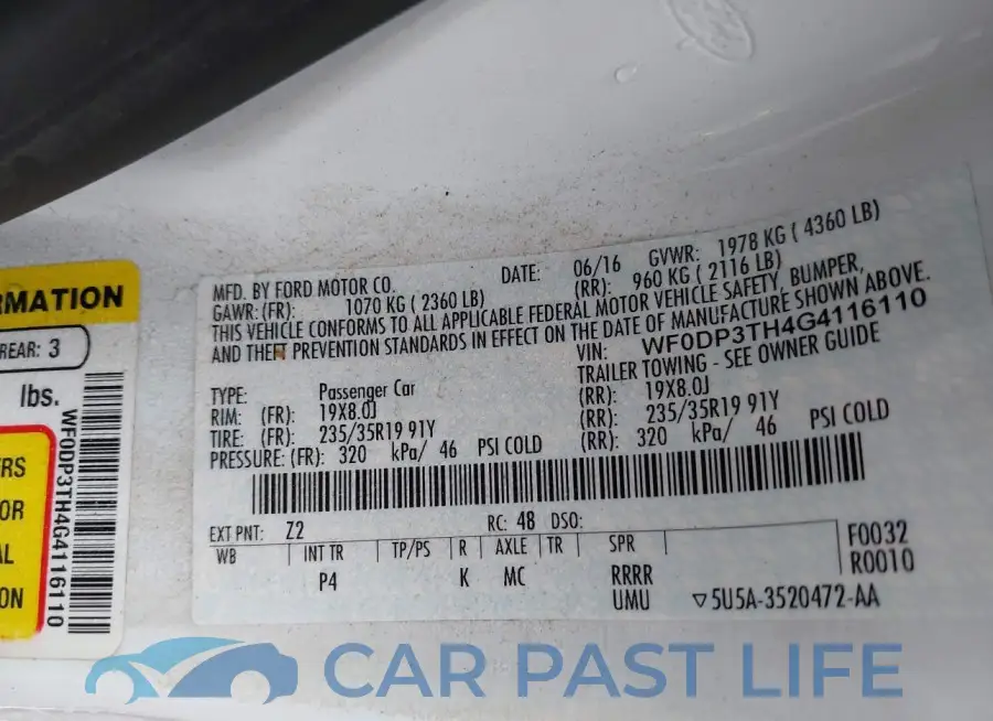 WF0DP3TH4G4116110# 9