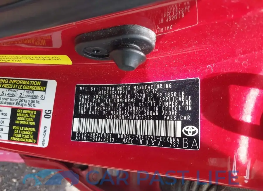 5YFBURHE9HP657513# 9