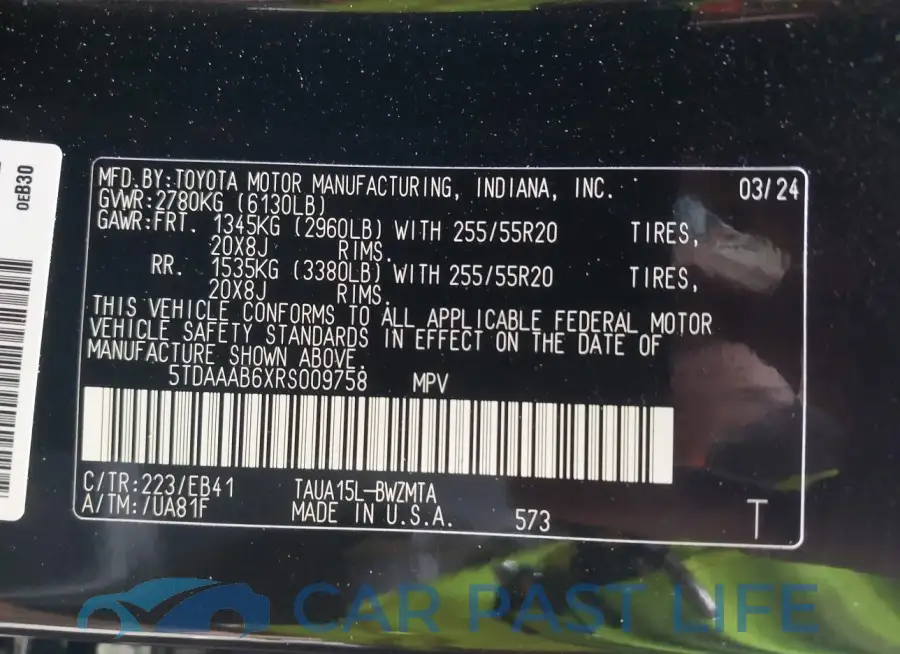 5TDAAAB6XRS009758# 9