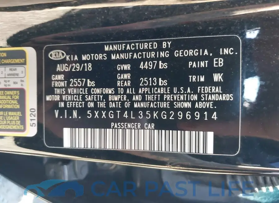 5XXGT4L35KG296914# 9