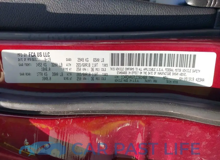 1C4RDHAG7LC161468# 9