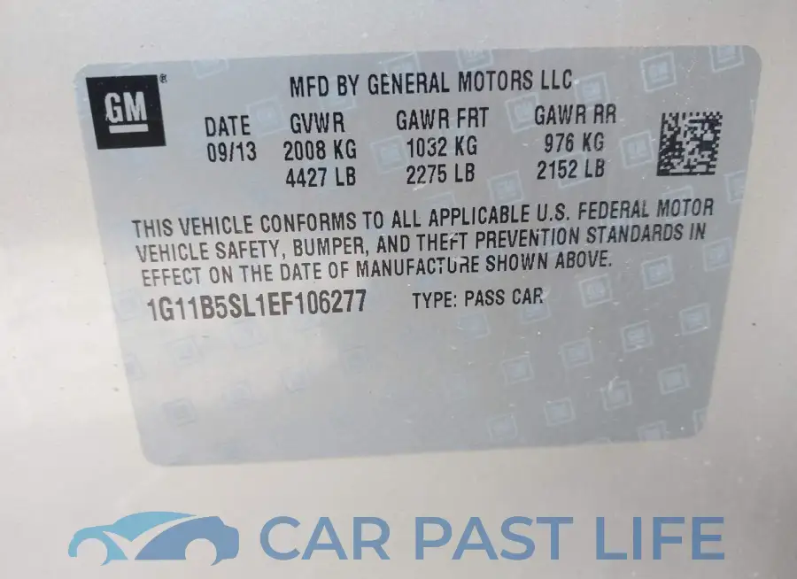 1G11B5SL1EF106277# 9