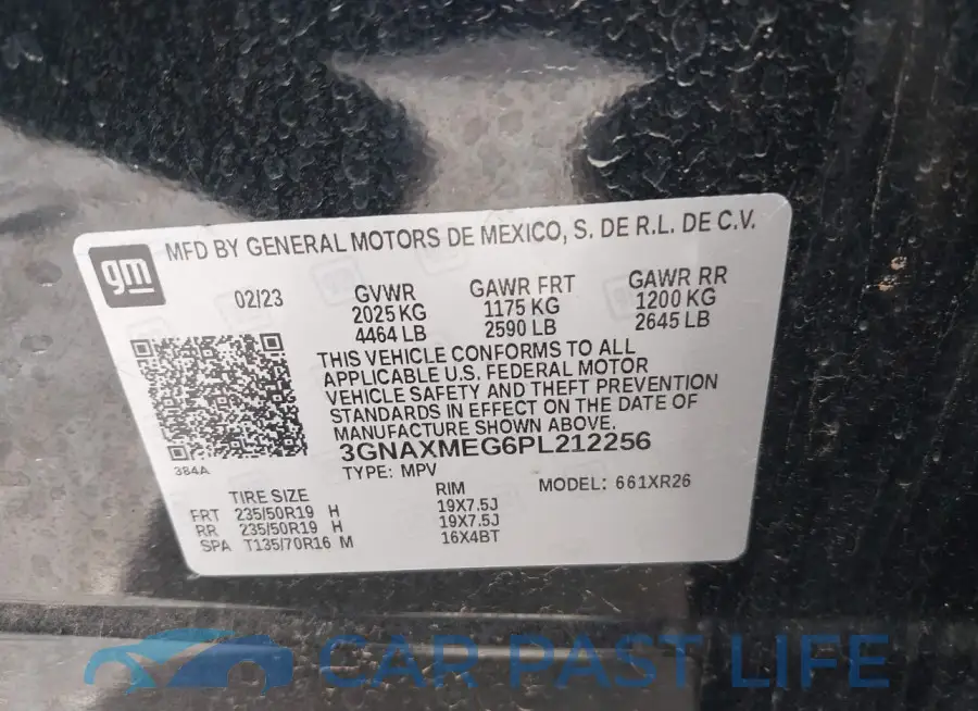 3GNAXMEG6PL212256# 9
