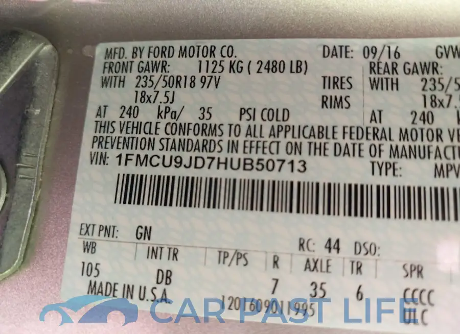 1FMCU9JD7HUB50713# 9