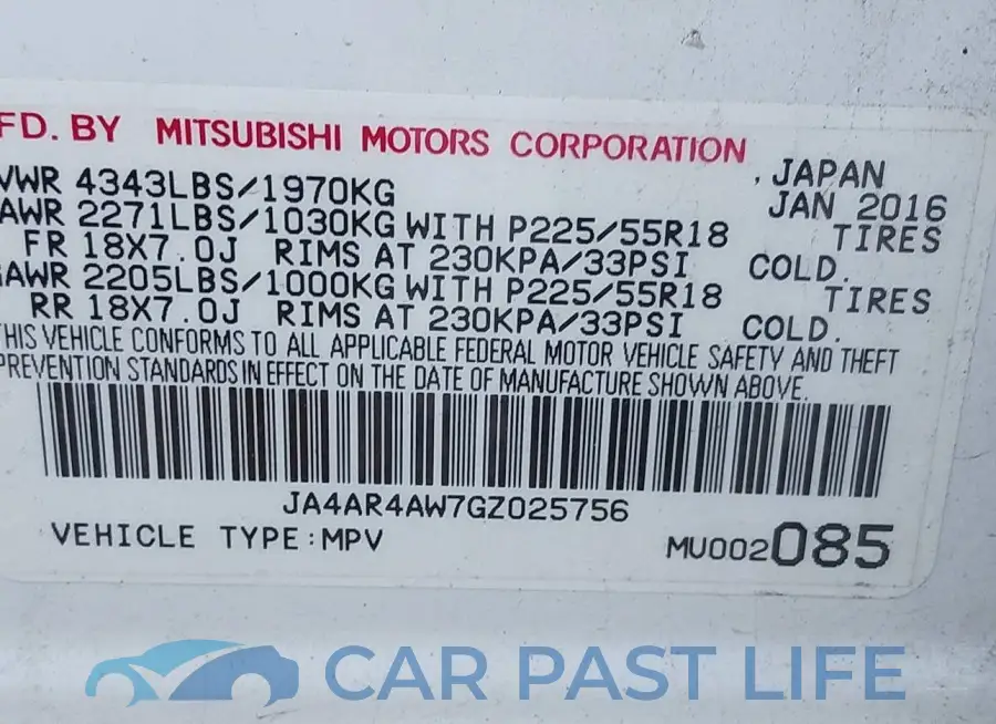 JA4AR4AW7GZ025756# 9