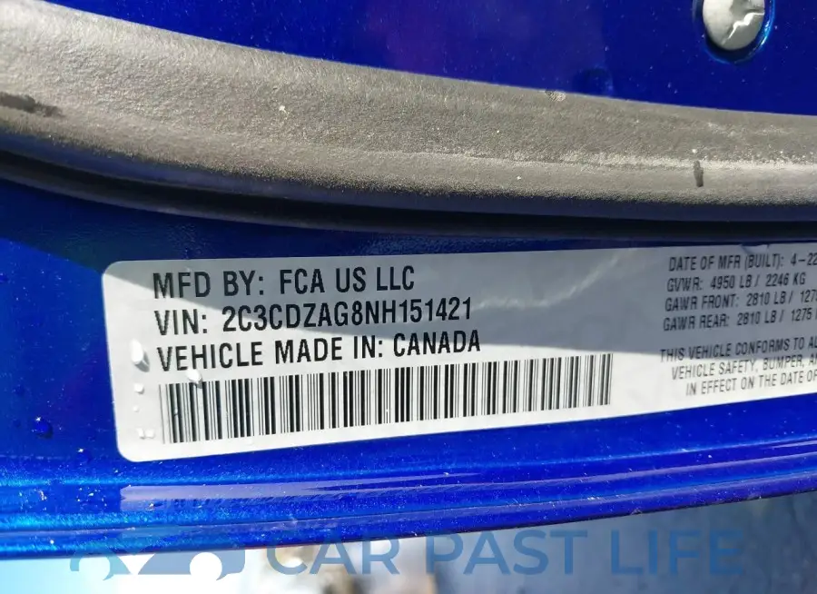 2C3CDZAG8NH151421# 9