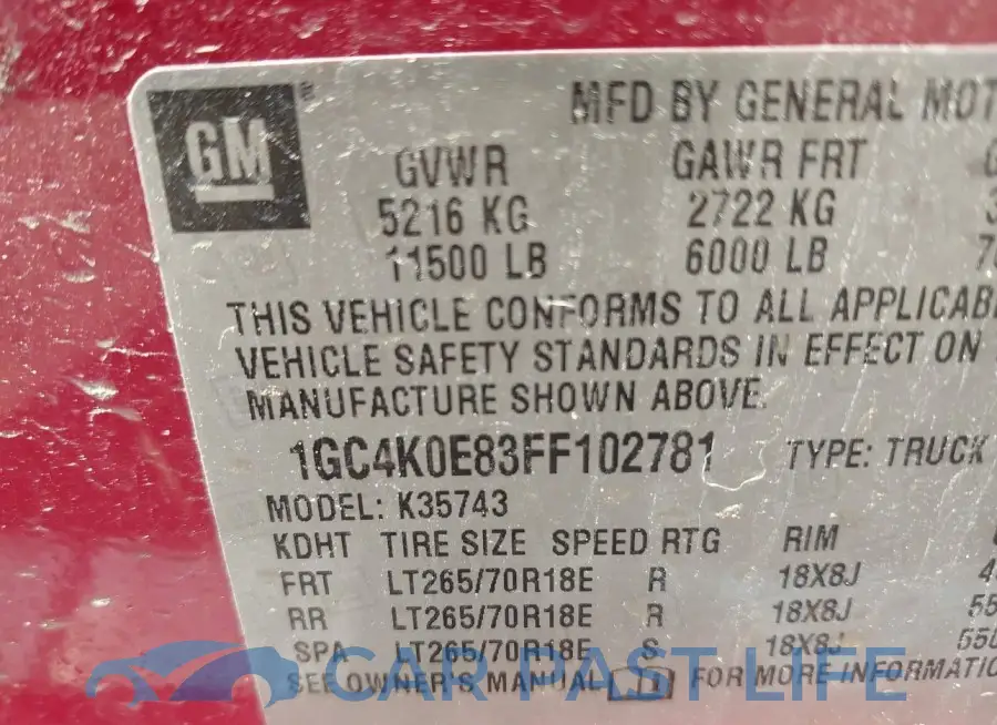 1GC4K0E83FF102781# 9