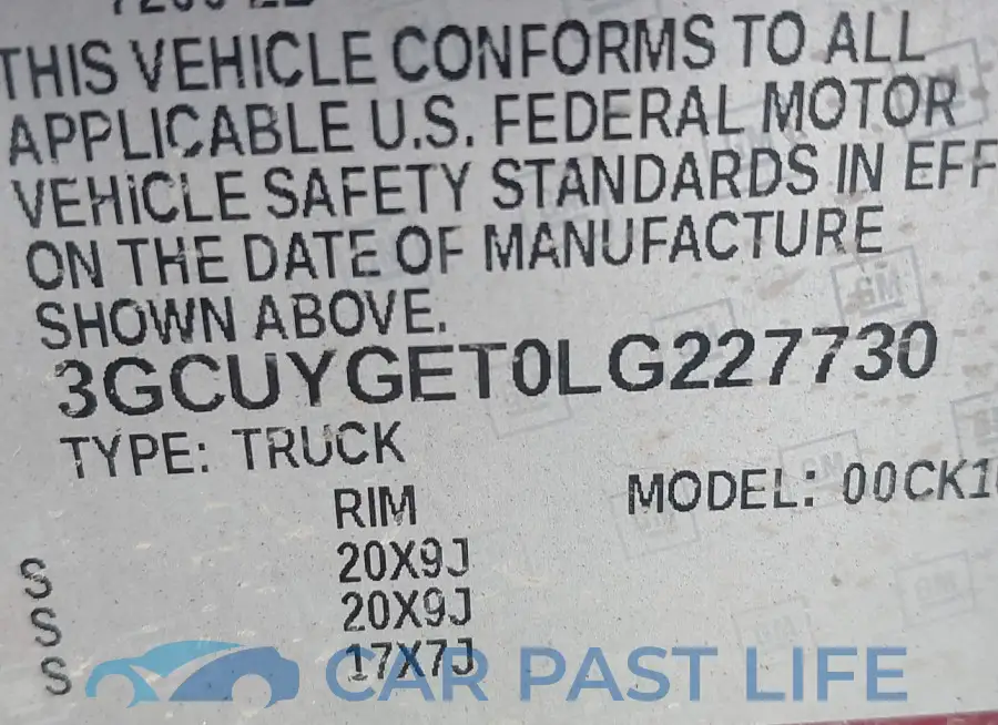 3GCUYGET0LG227730# 9