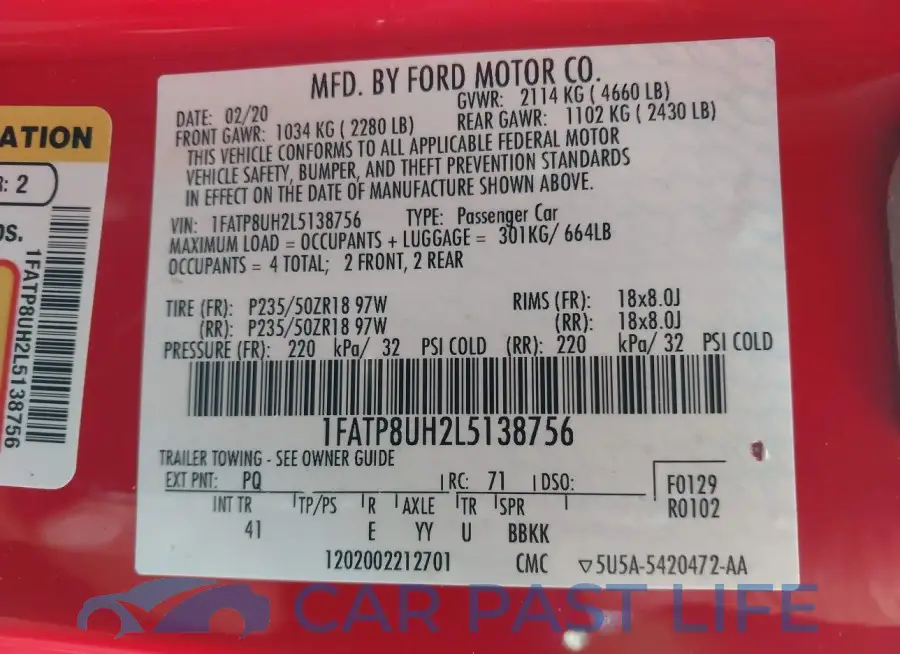 1FATP8UH2L5138756# 9