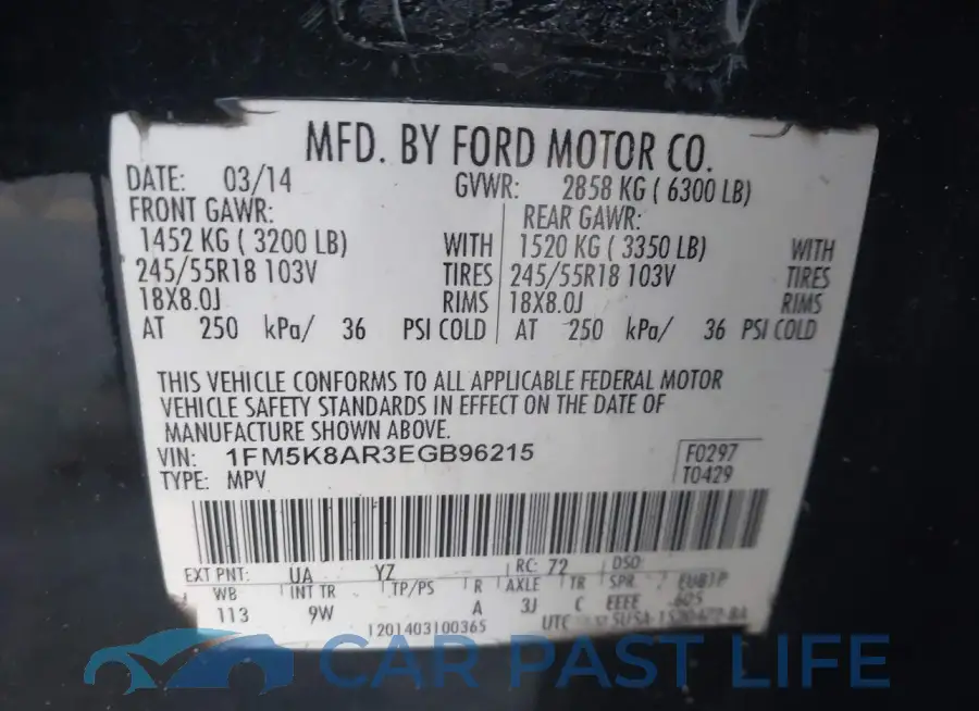 1FM5K8AR3EGB96215# 9