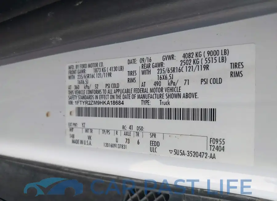 1FTYR2ZM9HKA18684# 9