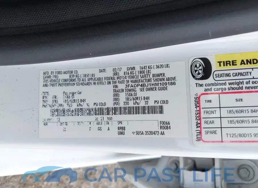 3FADP4BJ1HM109186# 9