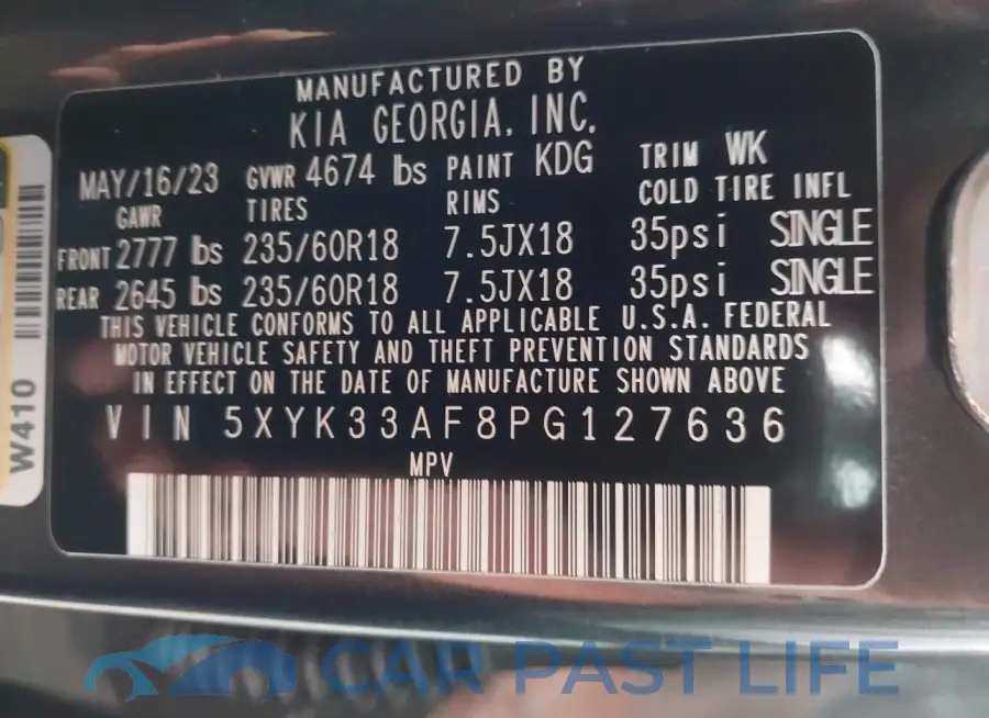 5XYK33AF8PG127636# 9