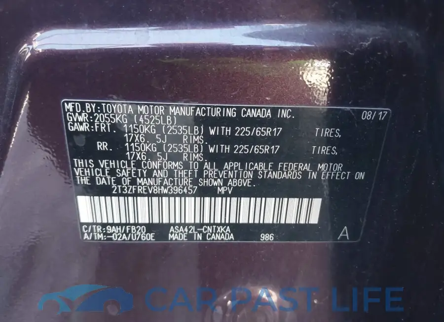 2T3ZFREV8HW396457# 9