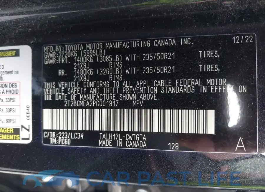 2T2BCMEA2PC001817# 9