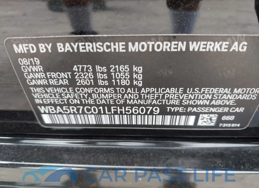 WBA5R7C01LFH56079# 9