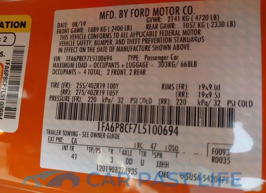 1FA6P8CF7L5100694# 9