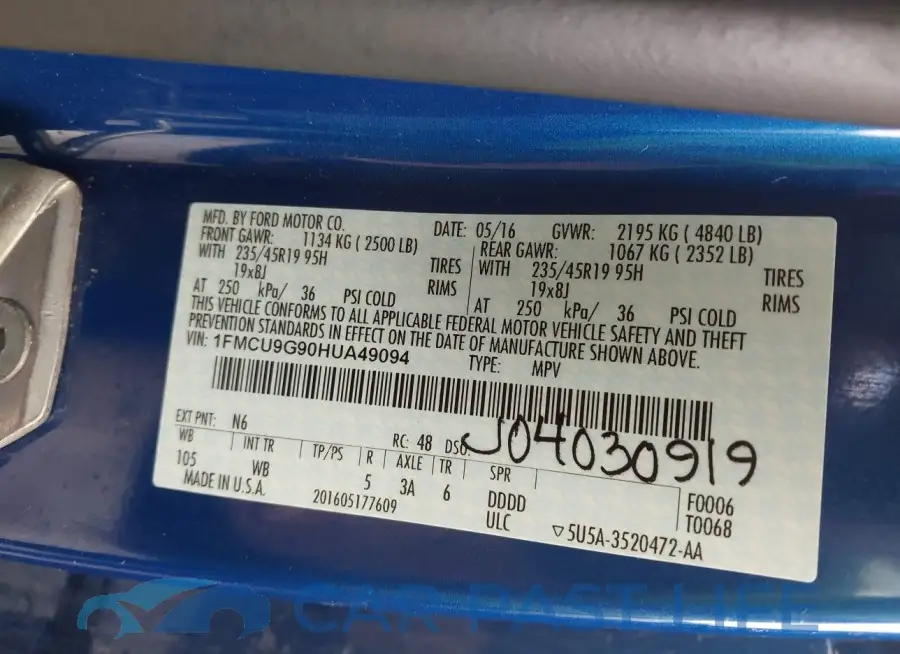 1FMCU9G90HUA49094# 9