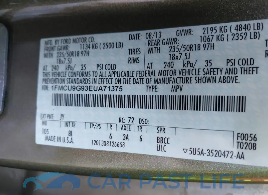 1FMCU9G93EUA71375# 9