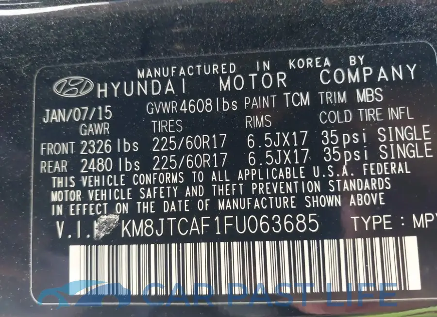KM8JTCAF1FU063685# 9