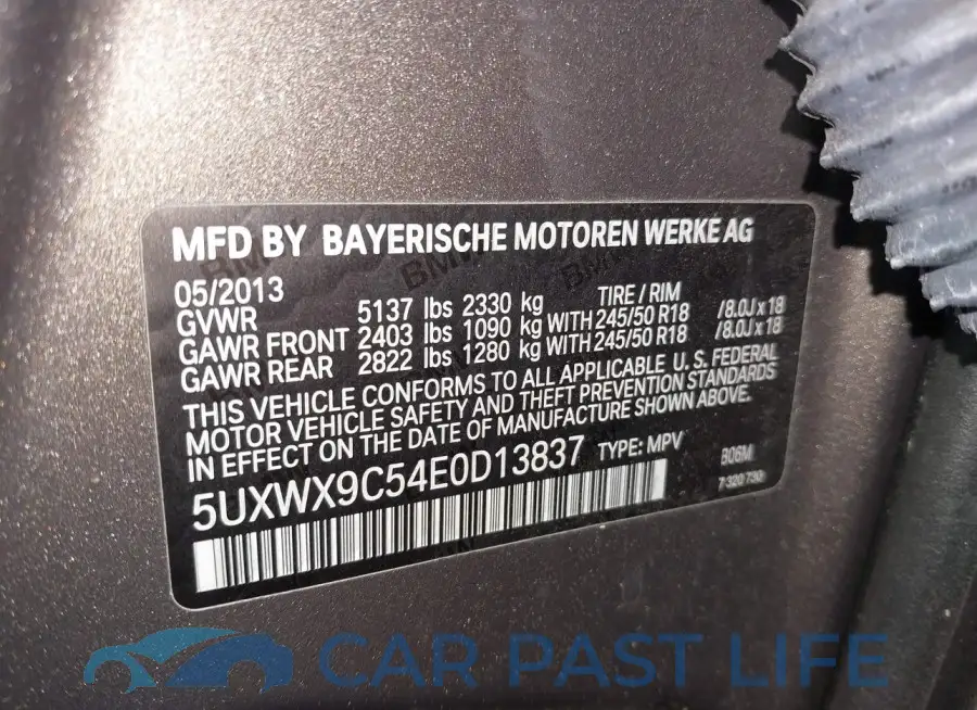 5UXWX9C54E0D13837# 9
