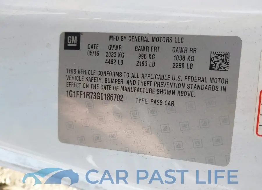 1G1FF1R73G0186702# 9