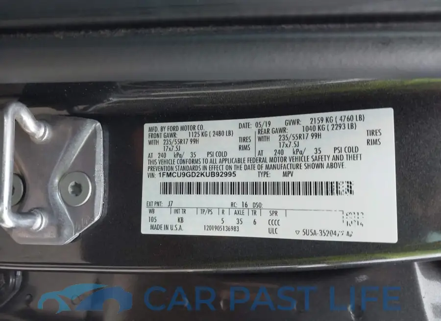 1FMCU9GD2KUB92995# 9