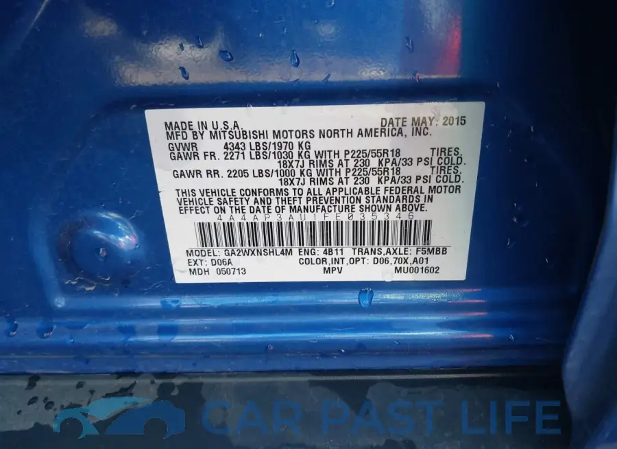 4A4AP3AU1FE035346# 9