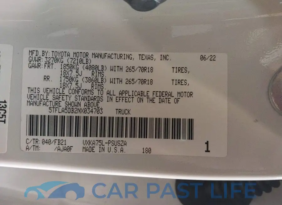 5TFLA5DB2NX034703# 9