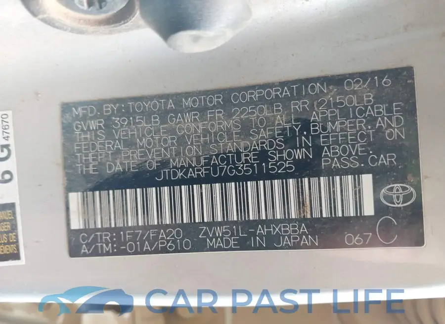 JTDKARFU7G3511525# 9