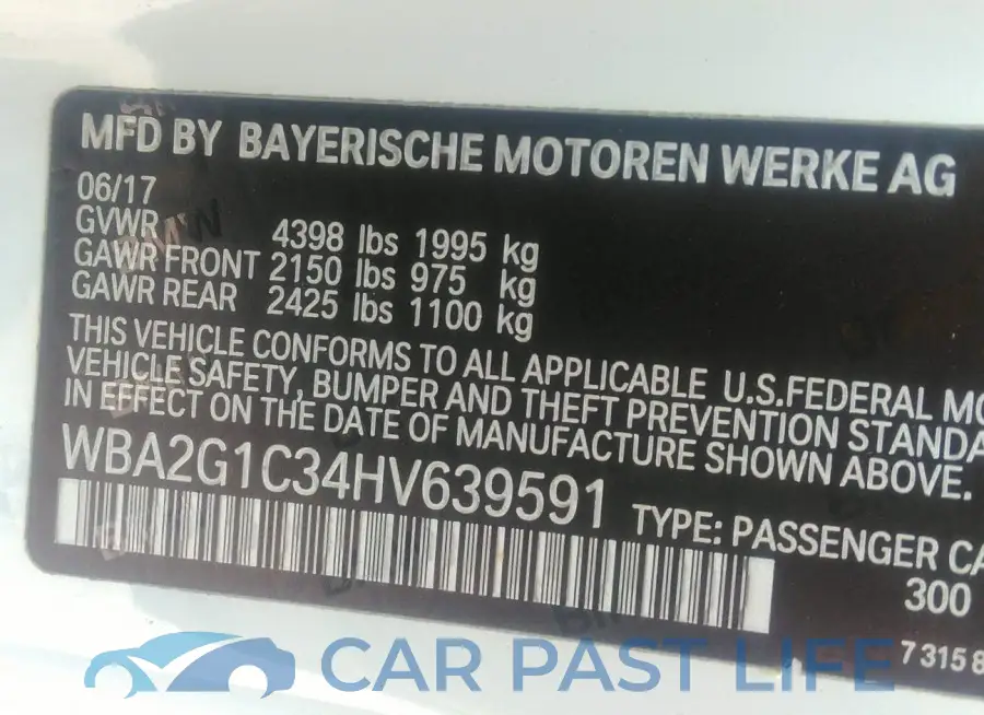 WBA2G1C34HV639591# 9