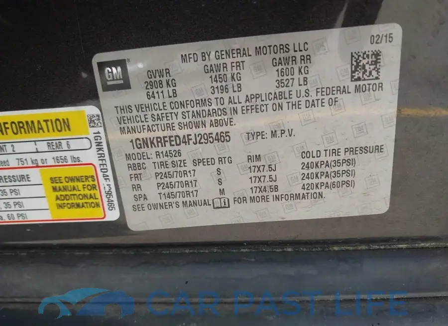 1GNKRFED4FJ295465# 9