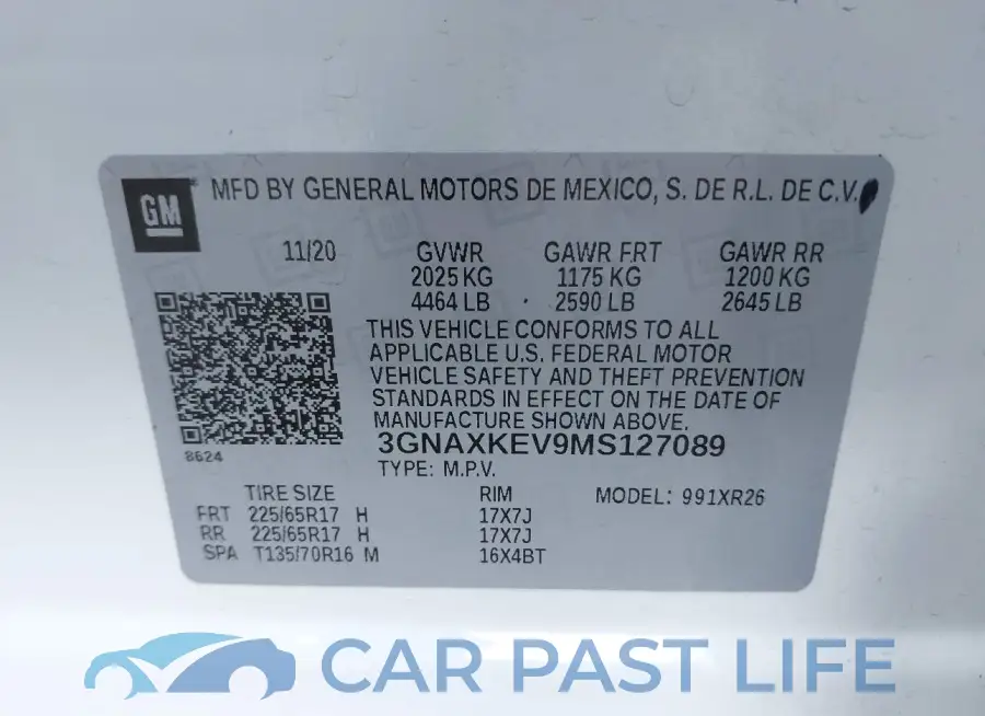 3GNAXKEV9MS127089# 9