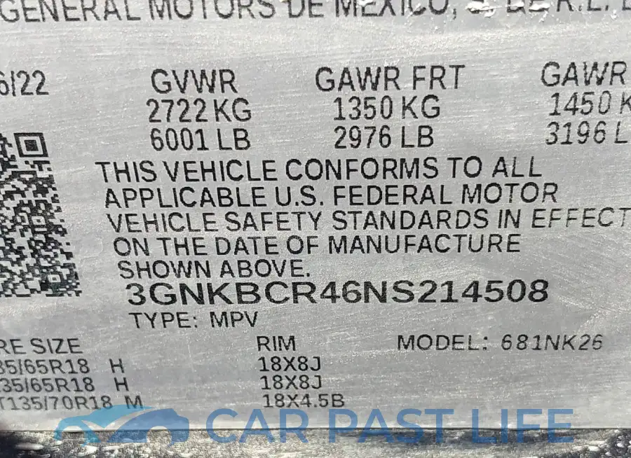 3GNKBCR46NS214508# 9