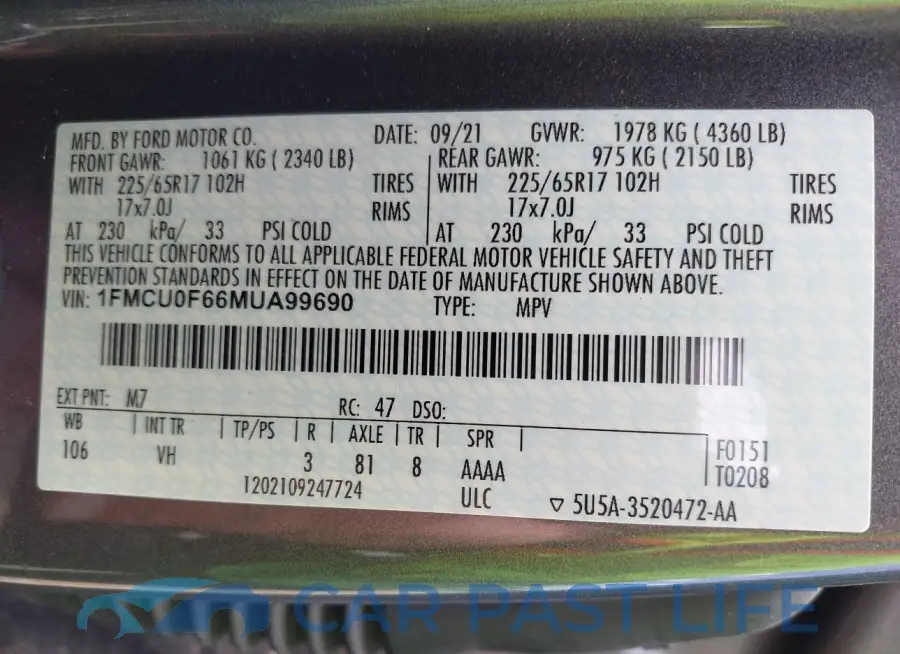 1FMCU0F66MUA99690# 9
