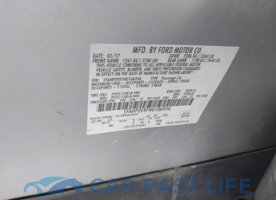 1FAHP2E97HG106956# 9