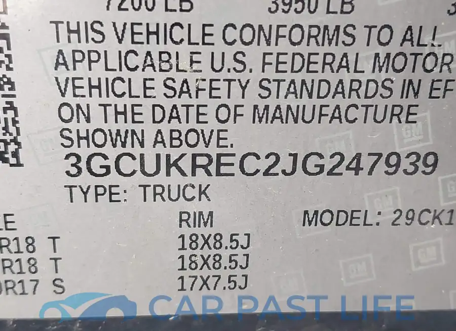 3GCUKREC2JG247939# 9