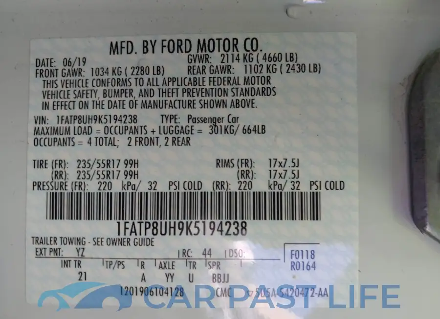 1FATP8UH9K5194238# 9