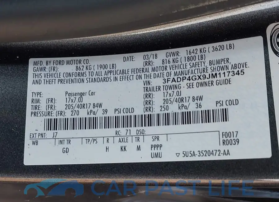3FADP4GX9JM117345# 9