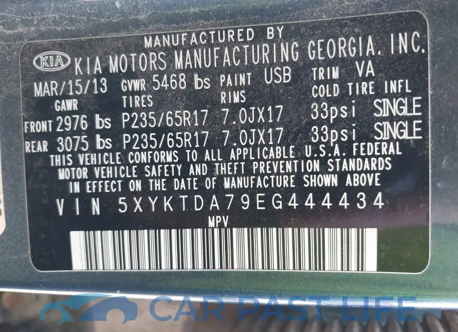 5XYKTDA79EG444434# 9