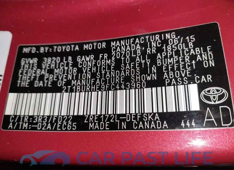 2T1BURHE9FC443960# 9
