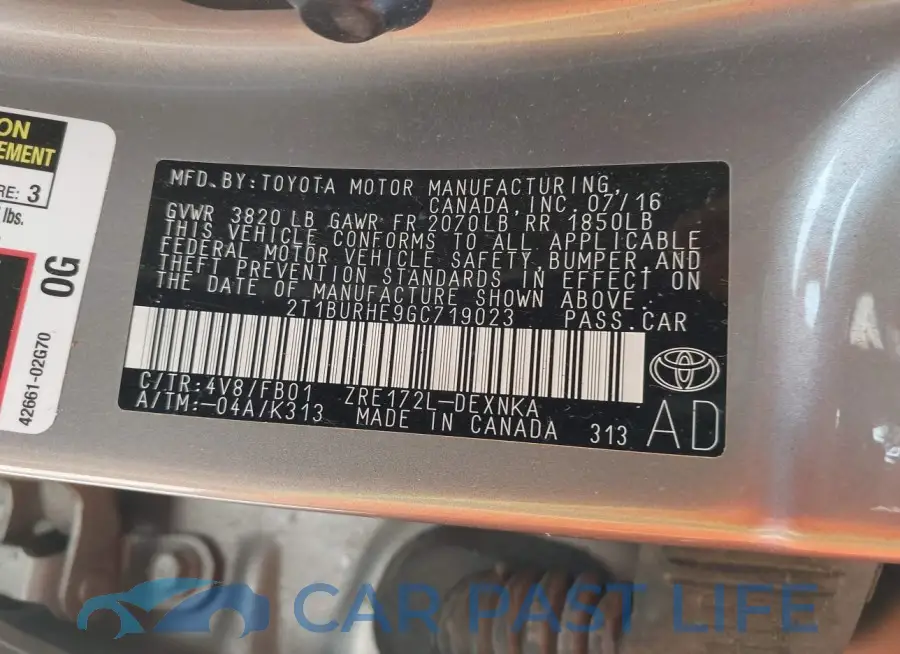 2T1BURHE9GC719023# 9