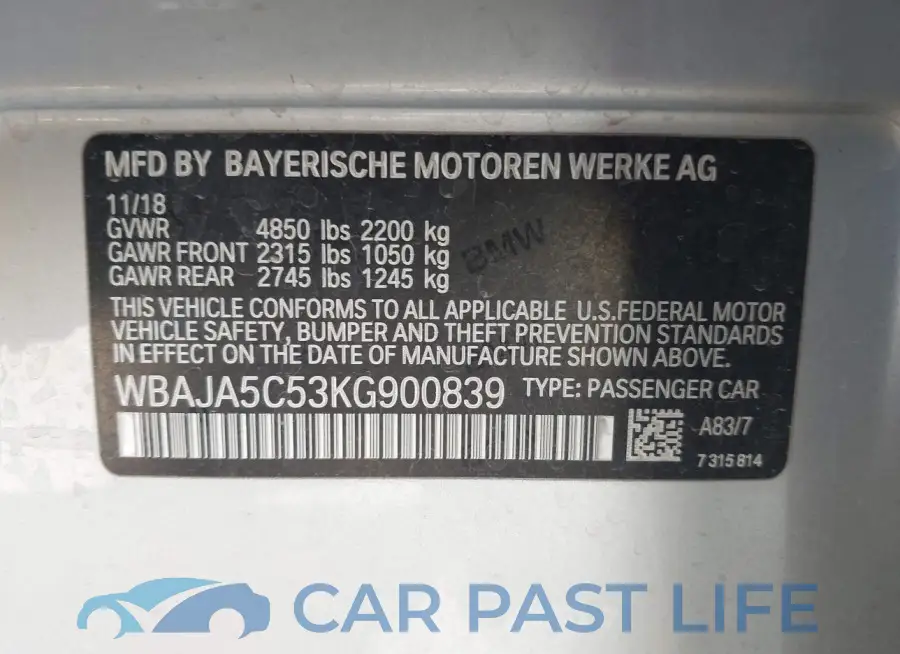 WBAJA5C53KG900839# 9