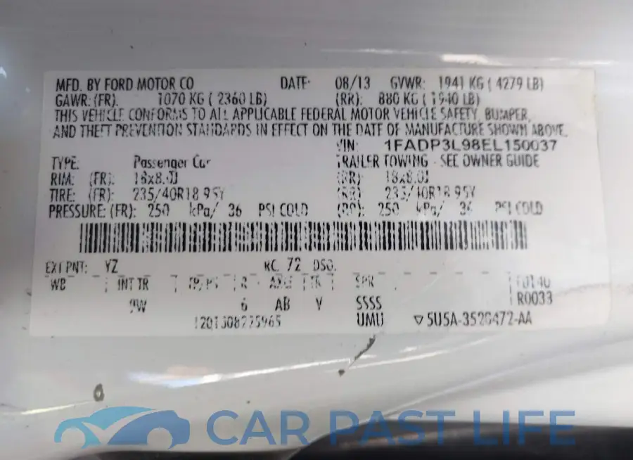 1FADP3L98EL150037# 9