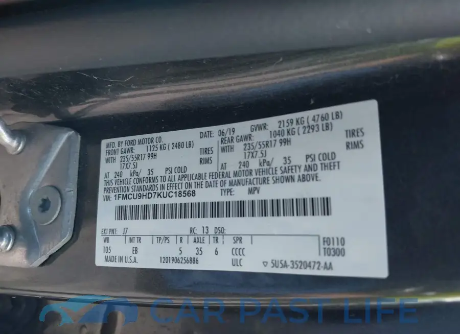 1FMCU9HD7KUC18568# 9