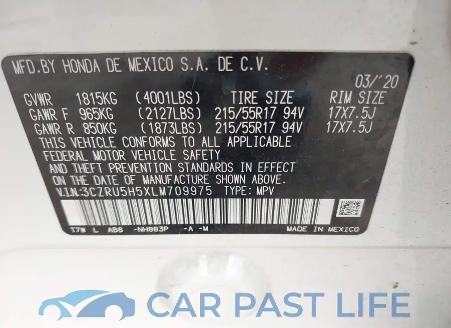 3CZRU5H5XLM709975# 9